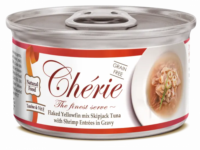 Cherie Adult Cat Grain Free Mix Fulgi de Ton cu Creveti in Sos  80 g