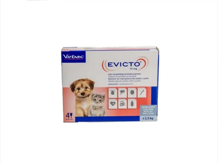 Evicto caini si pisici 15mg 2,5 kg x 4 pipete