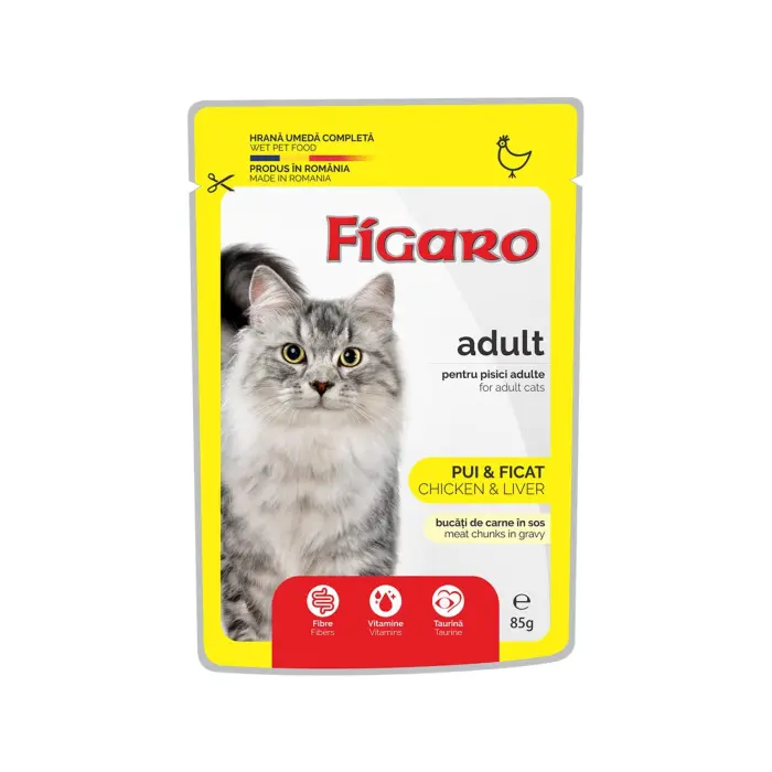 Figaro, hrana umeda completa cu pui pentru pisici adulte 100 g