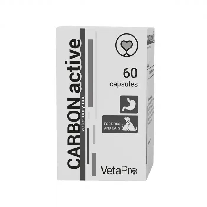 VETAPRO carbon active 500MG 60cap cut suport gastrointestinal caini si pisici