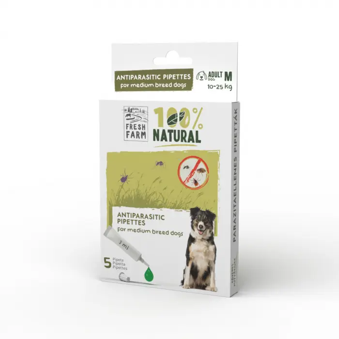Fresh farm spot on antiparzitar pentru caini adulti M, 5x3ml,  10-25 kg