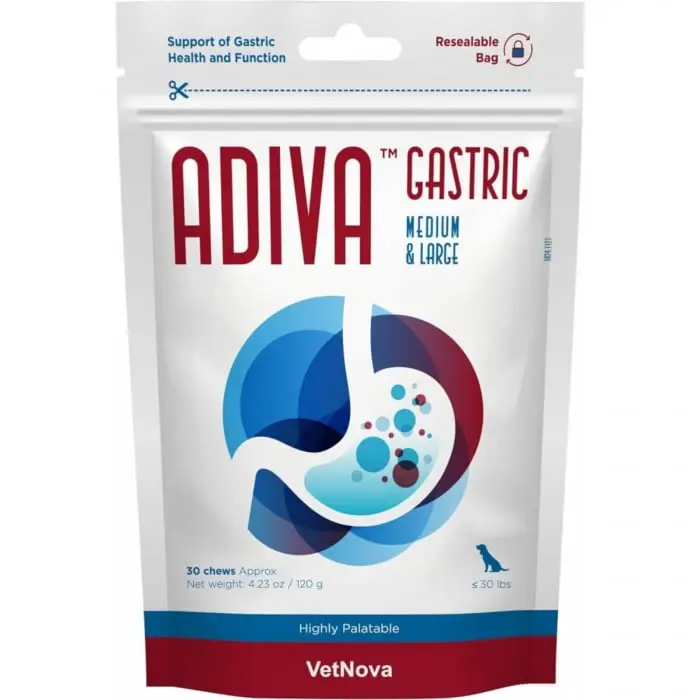 Hrana complementara, protectie gastrica completa, ADIVA   Gastric Chews Medium  Large, VetNova, 30 chews