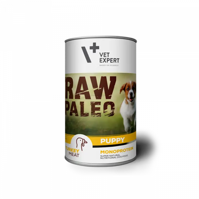 Hrana umeda pentru caini, RAW PALEO Puppy, carne de curcan, 800 g