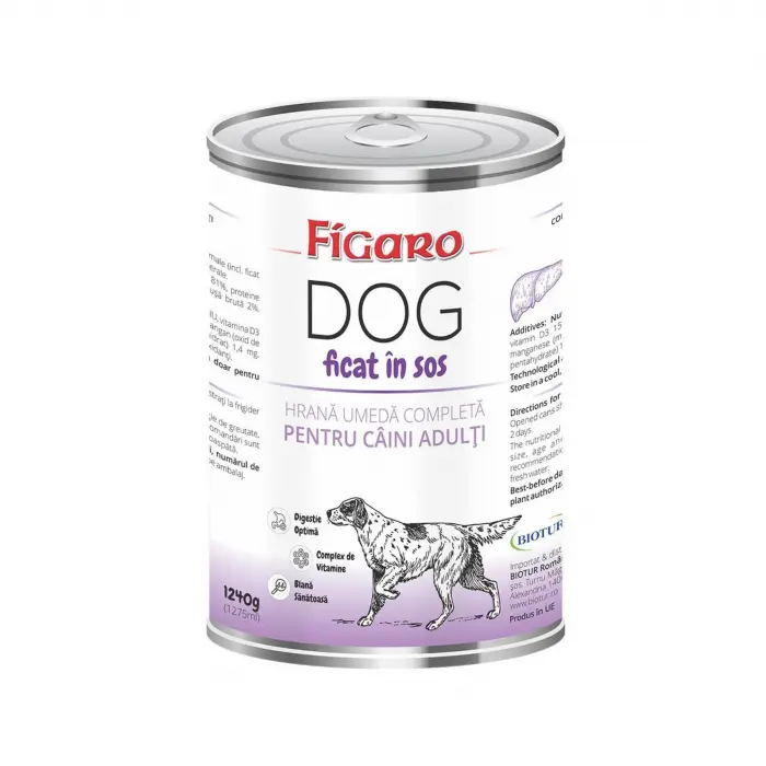 Hrana umeda pentru caini figaro dog ficat in sos conserva 1240g