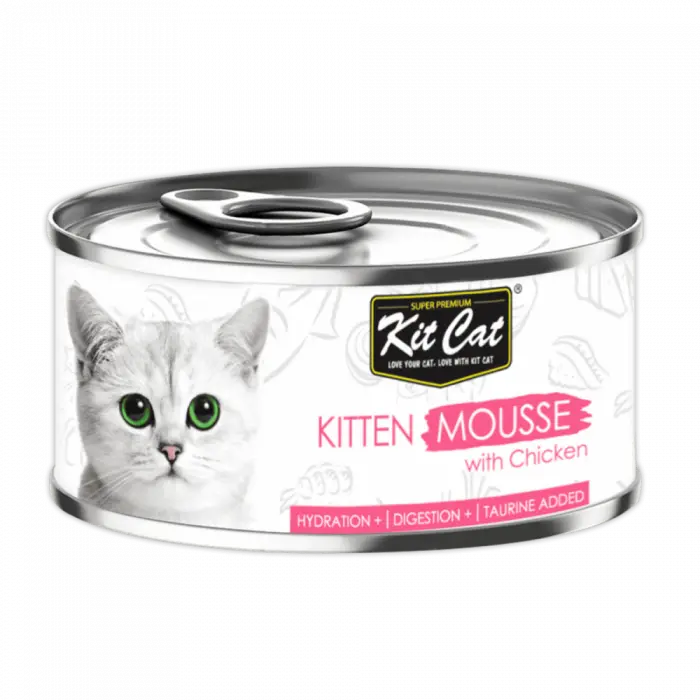 Hrana umeda pentru pui de pisica, Kit Cat Kitten, Mousse de Pui, 80g