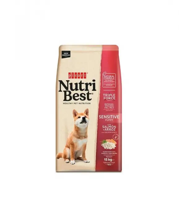 Hrana uscata pentru caini junior Nutribest Puppy Sensitive Somon si Orez 15 kg