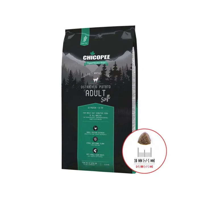 Hrana uscata pentru caini super premium CHICOPEE HNL Soft Adult OstrichPotato 12kg