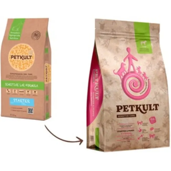 Hrana uscata pentru catei Petkult Sensitive Starter Puppy Miel si Orez 12 kg