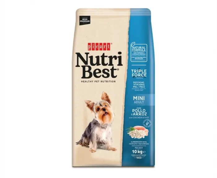 Hrana uscata pentru caini talie mica Nutribest Adult Mini, Pui si Orez, 10 kg