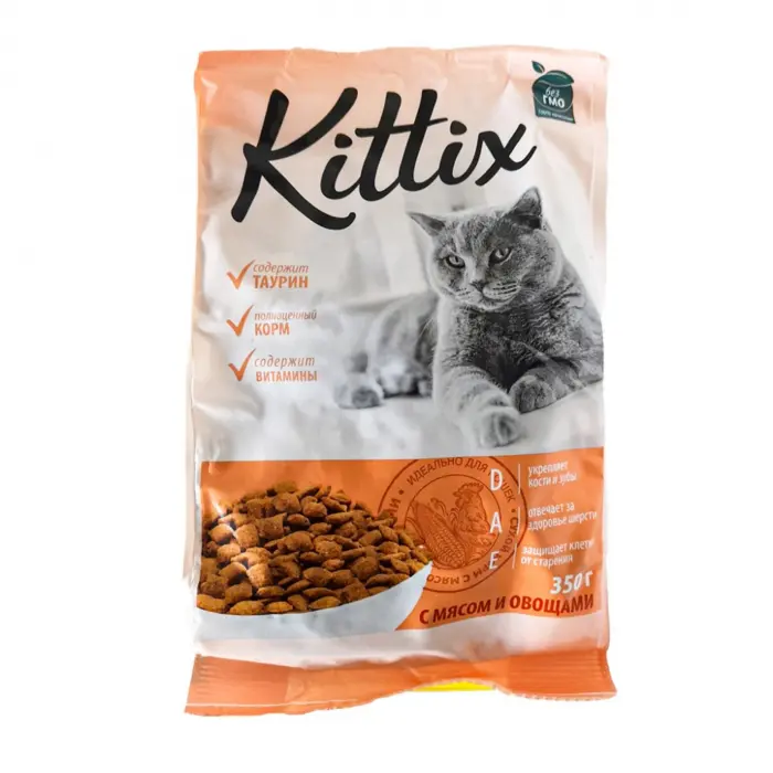 Hrana uscata pentru pisici adulte KITTIX, cu legume si carne de pui, 350G