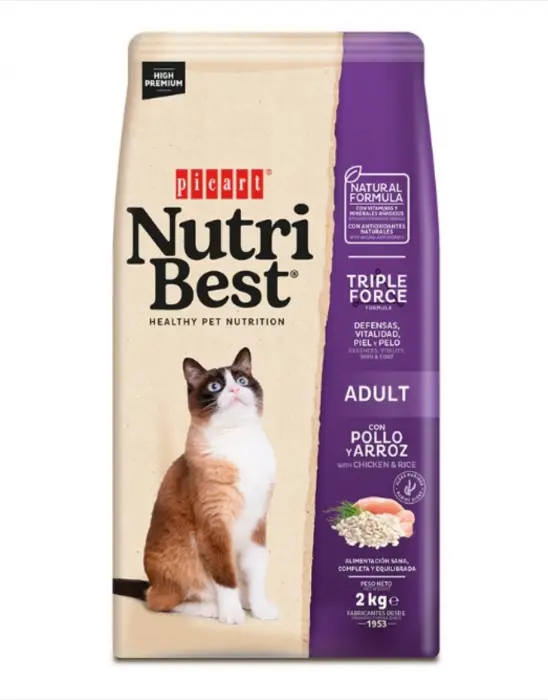 Hrana uscata pentru pisici adulte Nutribest Cat Adult, Pui si Orez, 2kg