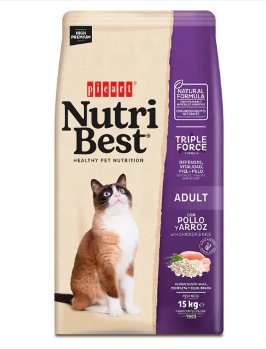 Hrana uscata pentru pisici adulte Nutribest Cat Adult, Pui si Orez, 15 kg