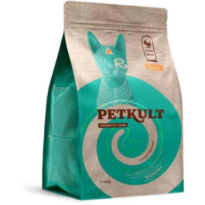 Hrana uscata pentru pisici Petkult Probiotic Care Exigent Fresh pentru pisici cu Curcan 400gr