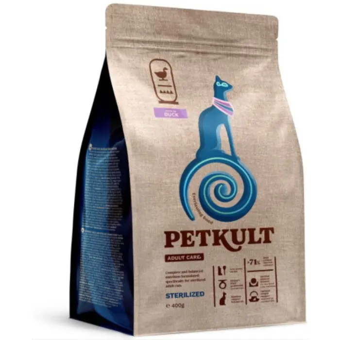 Hrana uscata pentru pisici Petkult Adult Care Sterilized pentru pisici cu continut ridicat de Rata 2 kg