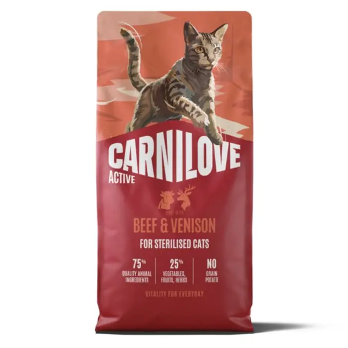Hrana uscata pisici, Carnilove Active Cat Dry Beef Venison Sterilised Adult All Breeds 6 kg