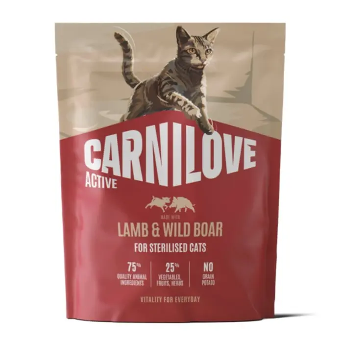 Hrana uscata pisici, Carnilove Active Cat Dry Lamb  Wild Boar Sterilised Adult All Breeds 400 g