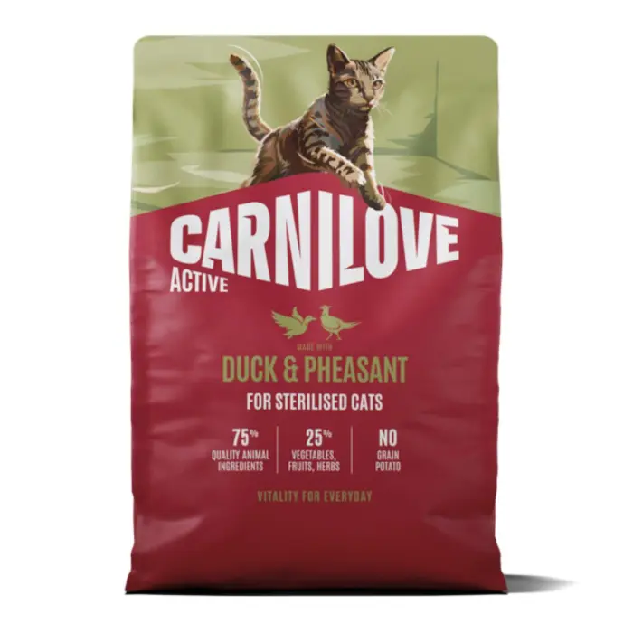 Hrana uscata pisici, Carnilove Active Cat Dry Duck  Pheasat Sterilised Adult All Breeds 2 kg