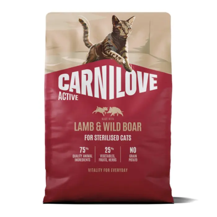 Hrana uscata pisici, Carnilove Active Cat Dry Lamb  Wild Boar Sterilised Adult All Breeds 6 kg