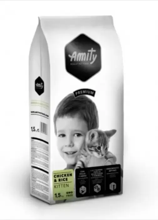 Hrana Uscata Pisici Junior, Amity Premium Cats Kitten, Pui si Orez, 1.5 kg