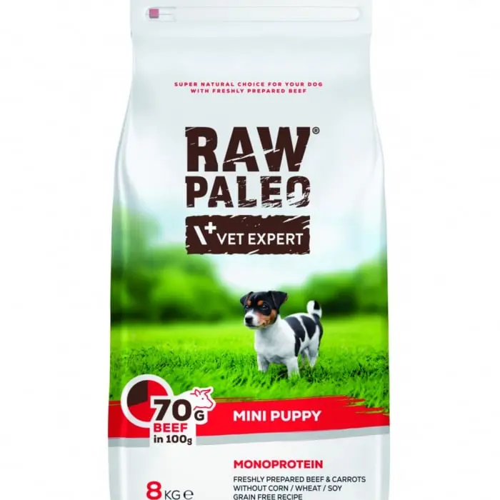 Hrana uscata, RAW PALEO mini puppy vita, 8 kg