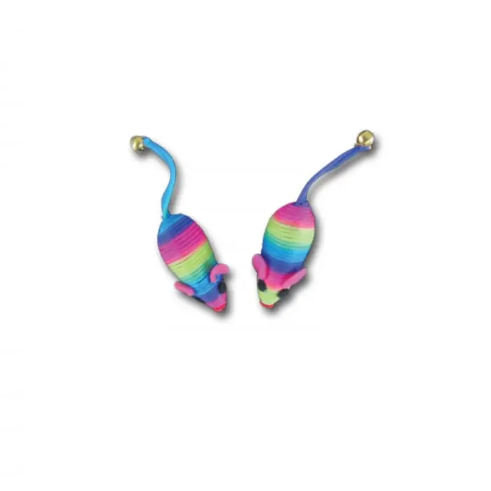 Jucarie pentru pisici, soarece curcubeu WonPet, 10 cm