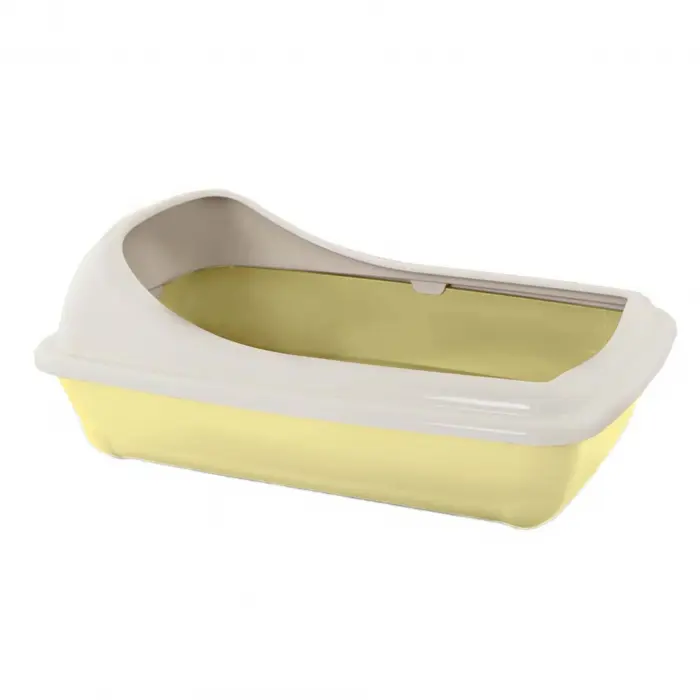 Litiera pentru pisici MPB Birba Medie cu rama detasabila, 46x35x18h cm, Galben