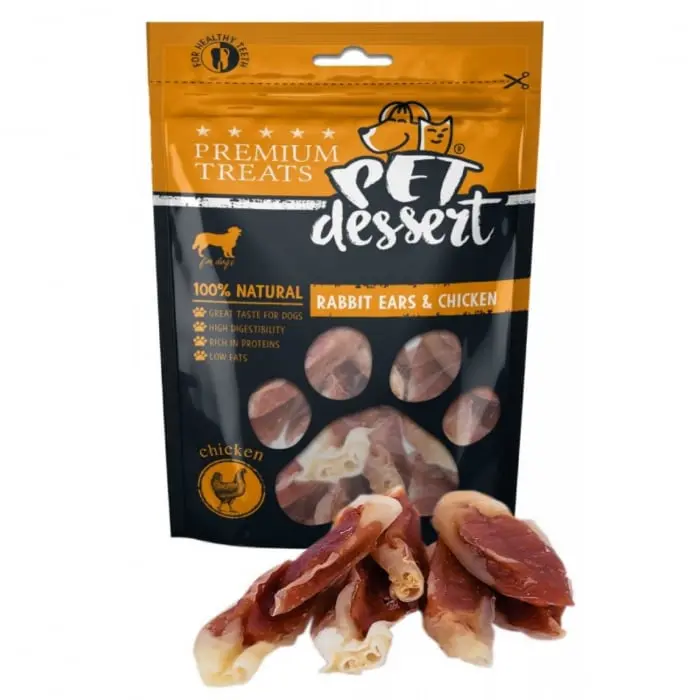 Pet s Dessert Rabbit Ears  Chicken, 80 g