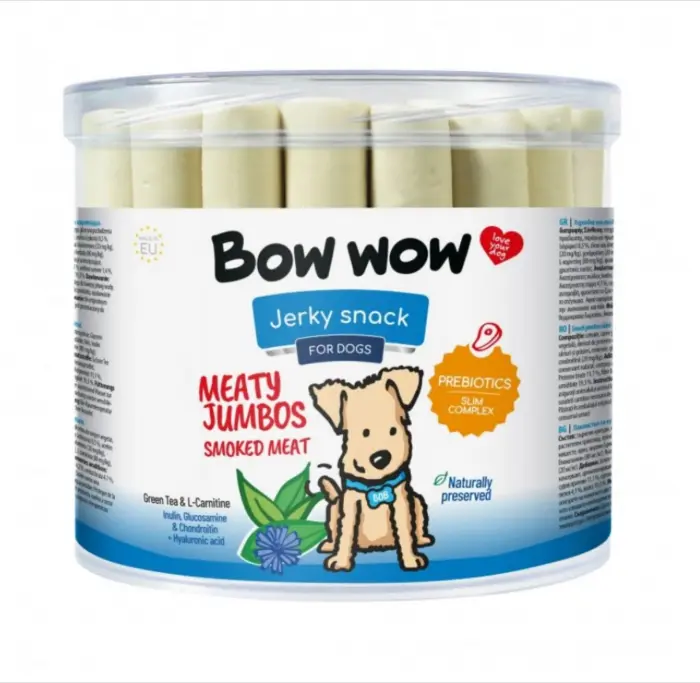 Recompense delicioase pentru caini Bow Wow, carne afumata Jumbos, 35 buc