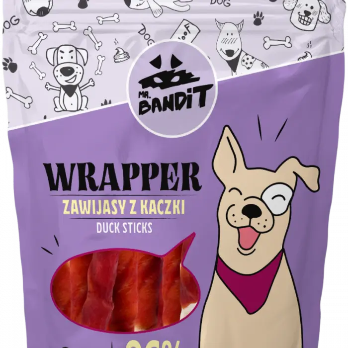 Recompense pentru caini Mr. Bandit WRAPPER, sticks, rata, 80g