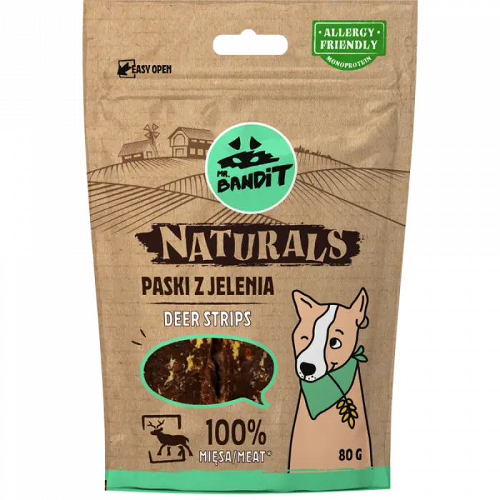 Recompense pentru caini Mr. Bandit Natural, cerb, 80g