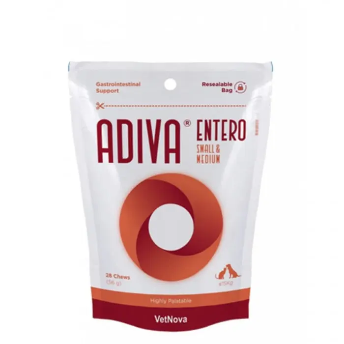 Hrana complementara pentru procesele digestive si intestinale, Adiva Entero Small  Medium, VetNova, 28 chew, 570 mg