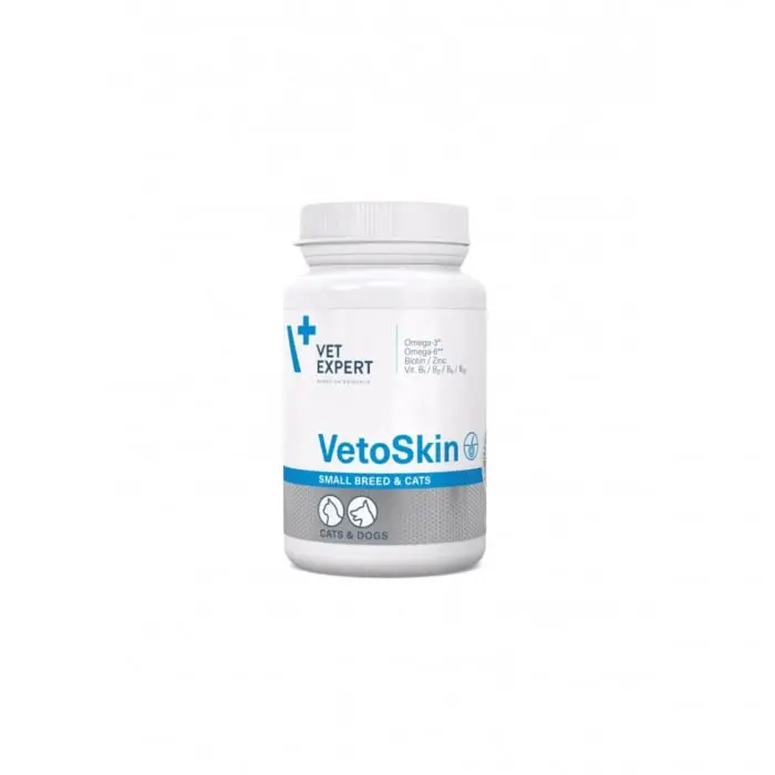 Supliment pentru tratarea afectiunilor dermatologice, la caini si pisici, talie mica, VetoSkin Twist OFF, VetExpert, 60 capsule
