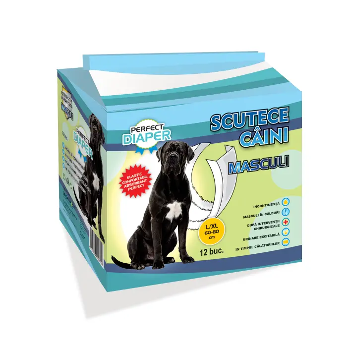 Scutece PERFECT - scutec masculi L XL ,   60-80 cm - circumferinta taliei 12 buc