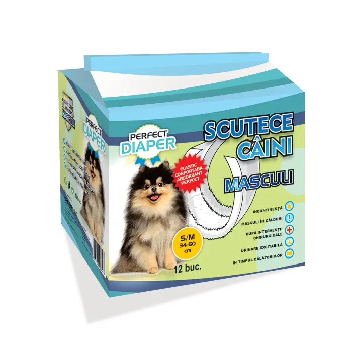 Scutece PERFECT - scutec masculi S M ,   34-50 cm - circumferinta taliei 12 buc