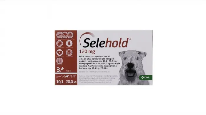 Selehold pentru caini 120 mg   ml (10.1 - 20 kg), 3 x 1 ml