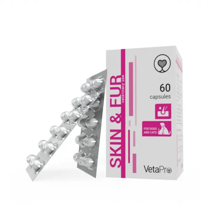 VETAPRO skinfur 60caps cut sanatatea pielii si blanii la caini si pisici