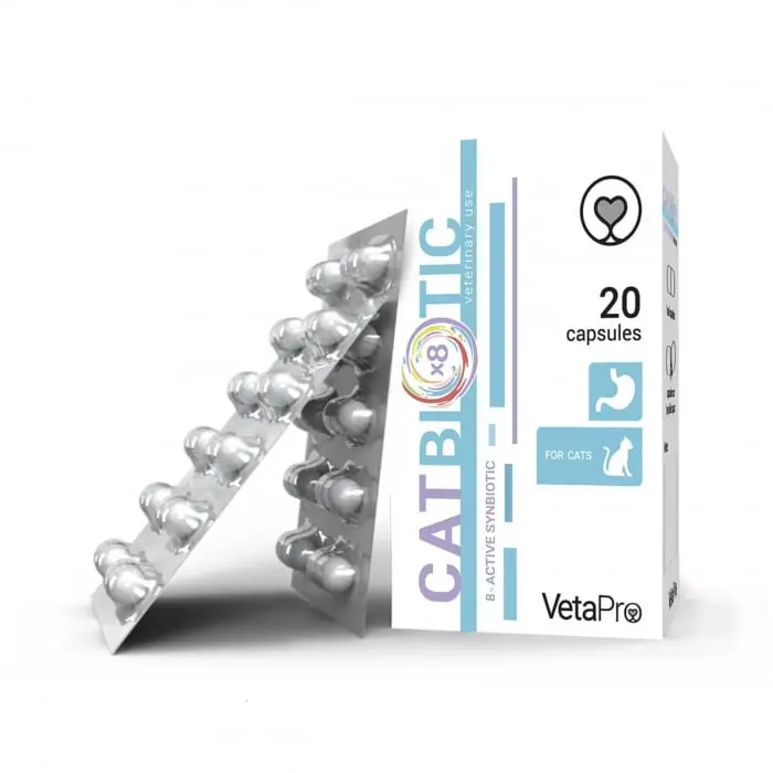 VETAPRO catbiotic 20caps cut suport digestiv pisici