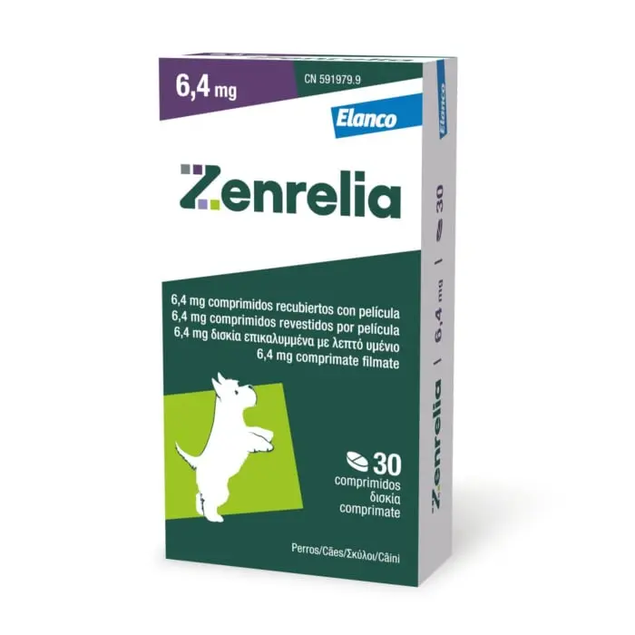 ZENRELIA, Supliment destinat cainilor predispusi la reactii alergice cutanate, 6.4 mg - 30 tablete