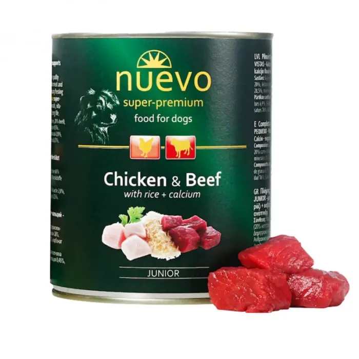 Conserva pentru caini Nuevo Junior cu pui  vita 800 gr