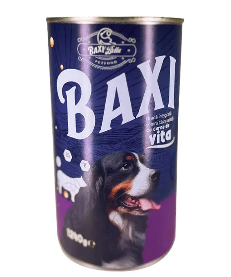 Conserva pentru caini Baxi cu vita 1240 gr