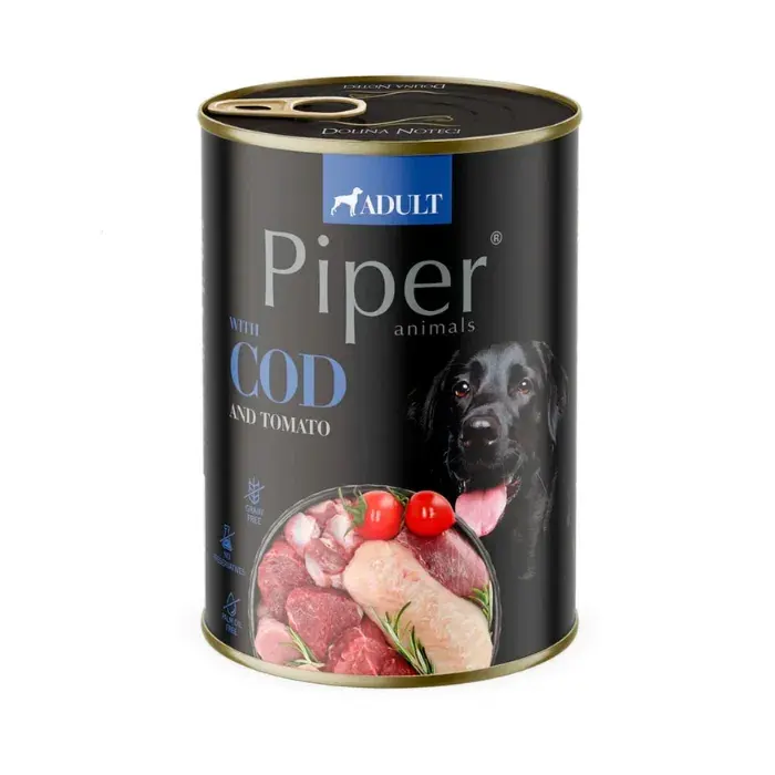 Conserva pentru caini Piper Adult cu cod  tomate 400 gr