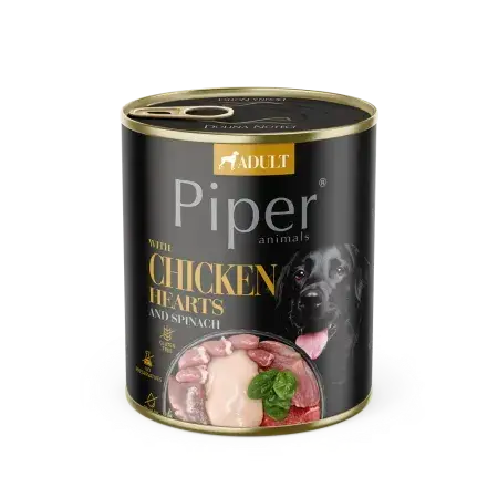 Conserva pentru caini Piper Adult cu inimi de pui  spanac 800 gr