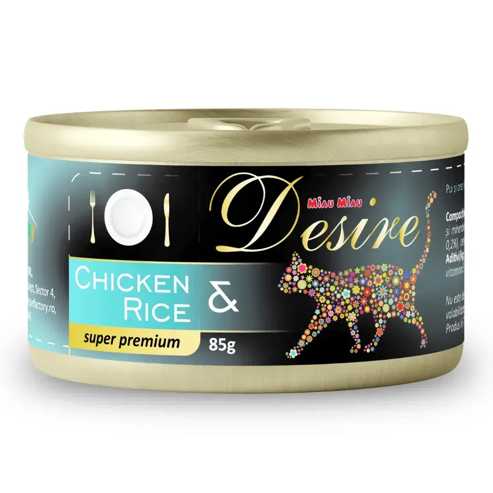 Conserva pentru pisici Desire cu pui file  orez in gelatina 85 gr
