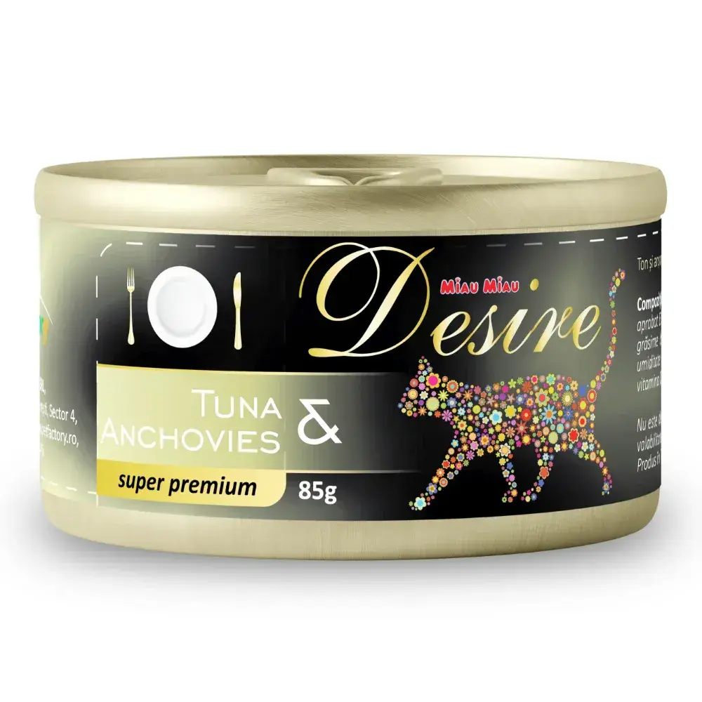 Conserva pentru pisici Desire cu ton file  ansoa in gelatina 85 gr