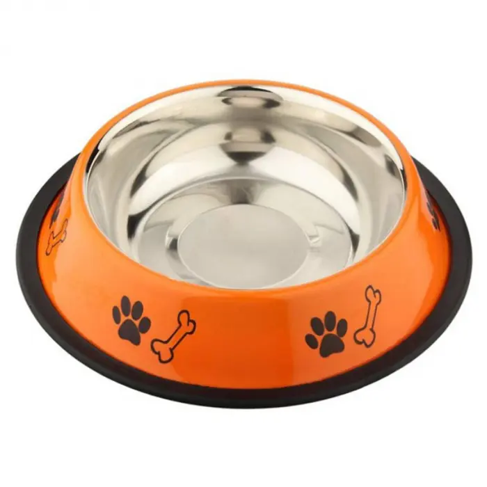 Castron din inox antiderapant pentru caini 4Dog portocaliu 0,95 L