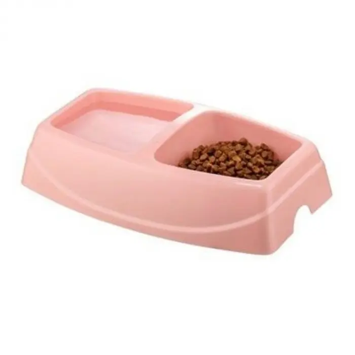 Castron din plastic dublu 4Dog Deluxe roz 2x0,25l