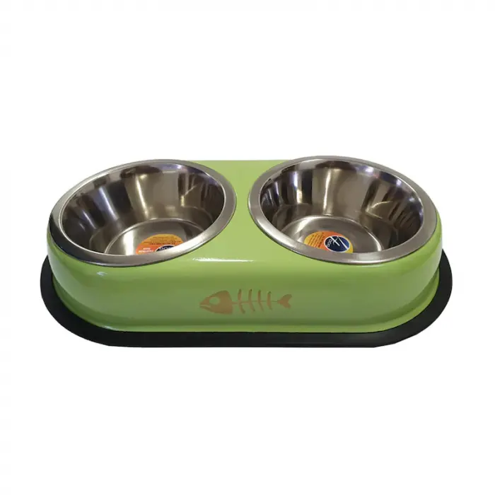 Castron dublu 4Dog din inox pentru caini  pisici 2 x 0,95 L