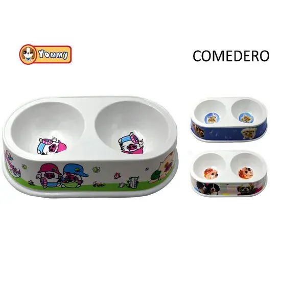 Castron dublu din melamina Yommy 26 x 15 x 5 cm