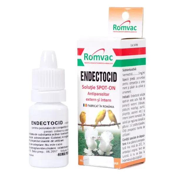 Antiparazitar Endectocid Spot On pentru porumbei  pasari de colivie 10 ml