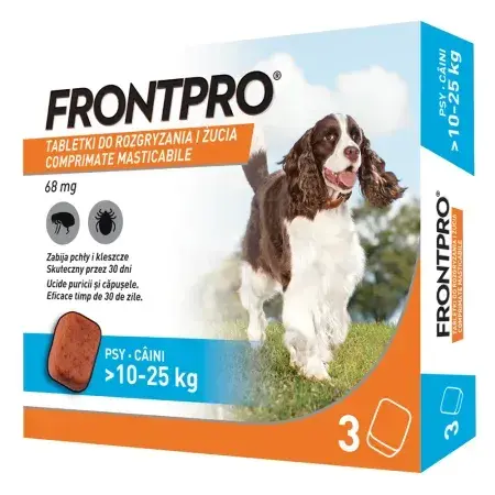 Antiparazitar extern pentru caini  10 - 25 kg Frontpro x 3 tablete
